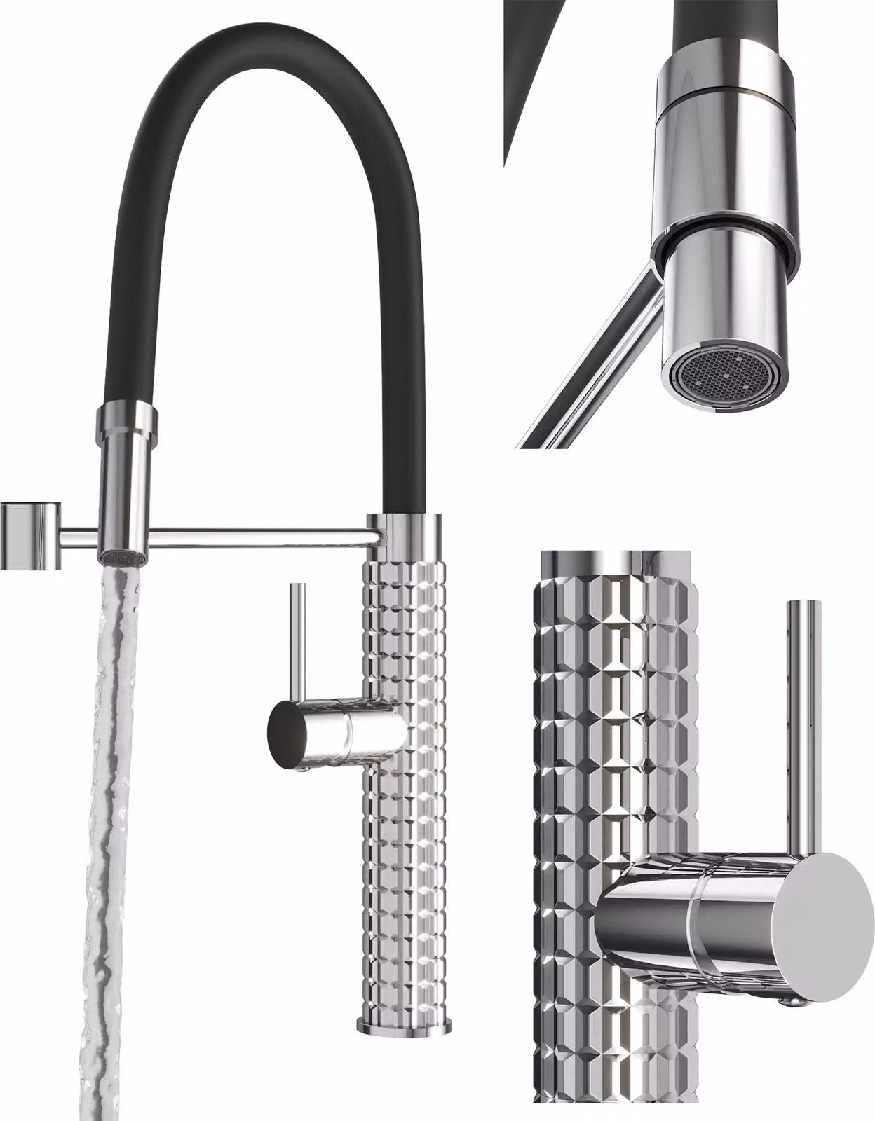 Granitan - Rubinetto da cucina - Rubinetto per lavello - Orientabile a 360° - Nero - Rubinetto da cucina - FANO