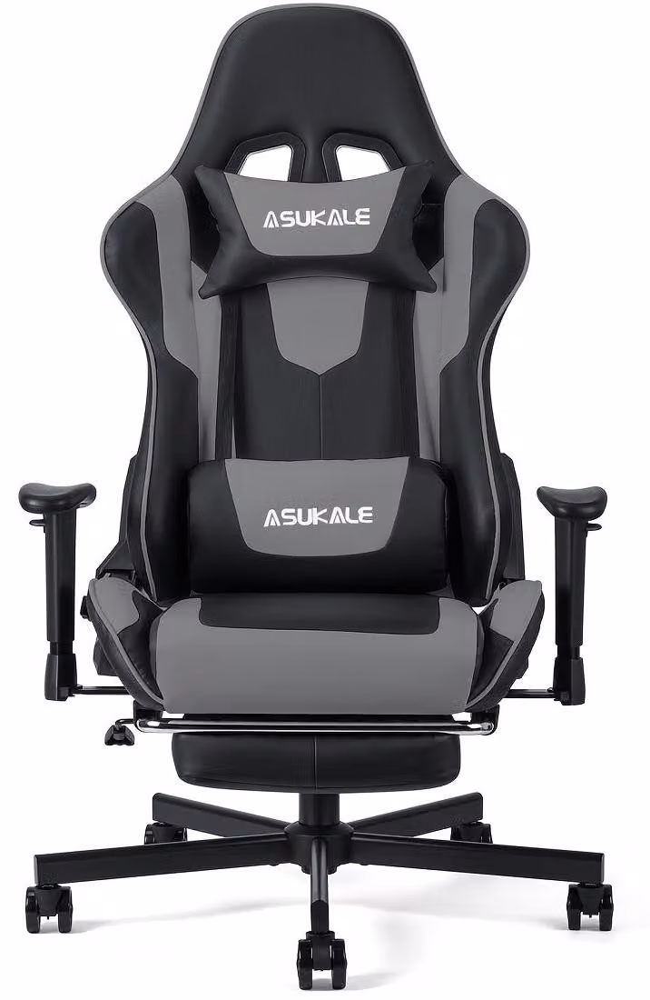Sedia da gaming, sedia da ufficio – Sedia ergonomica in ecopelle con poggiapiedi e supporto lombare