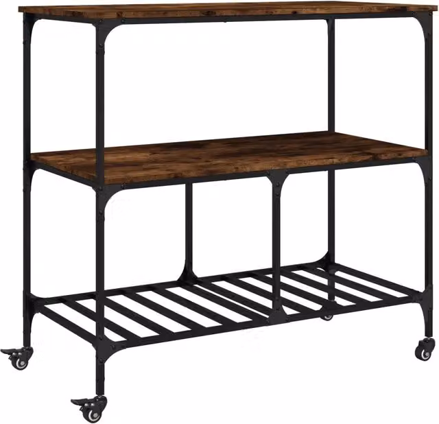 Carrello da cucina in legno multistrato e metallo Rovere Fumo DESIGN IN L/P/H: 100 x 50 x 95 cm CFW9411132 – 1