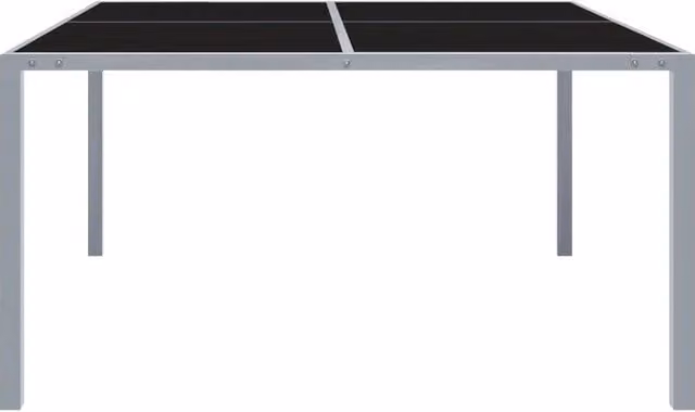 Tavolo da giardino moderno vidaXL in vetro e acciaio verniciato grigio L/P/H: 130 x 130 x 72 cm
