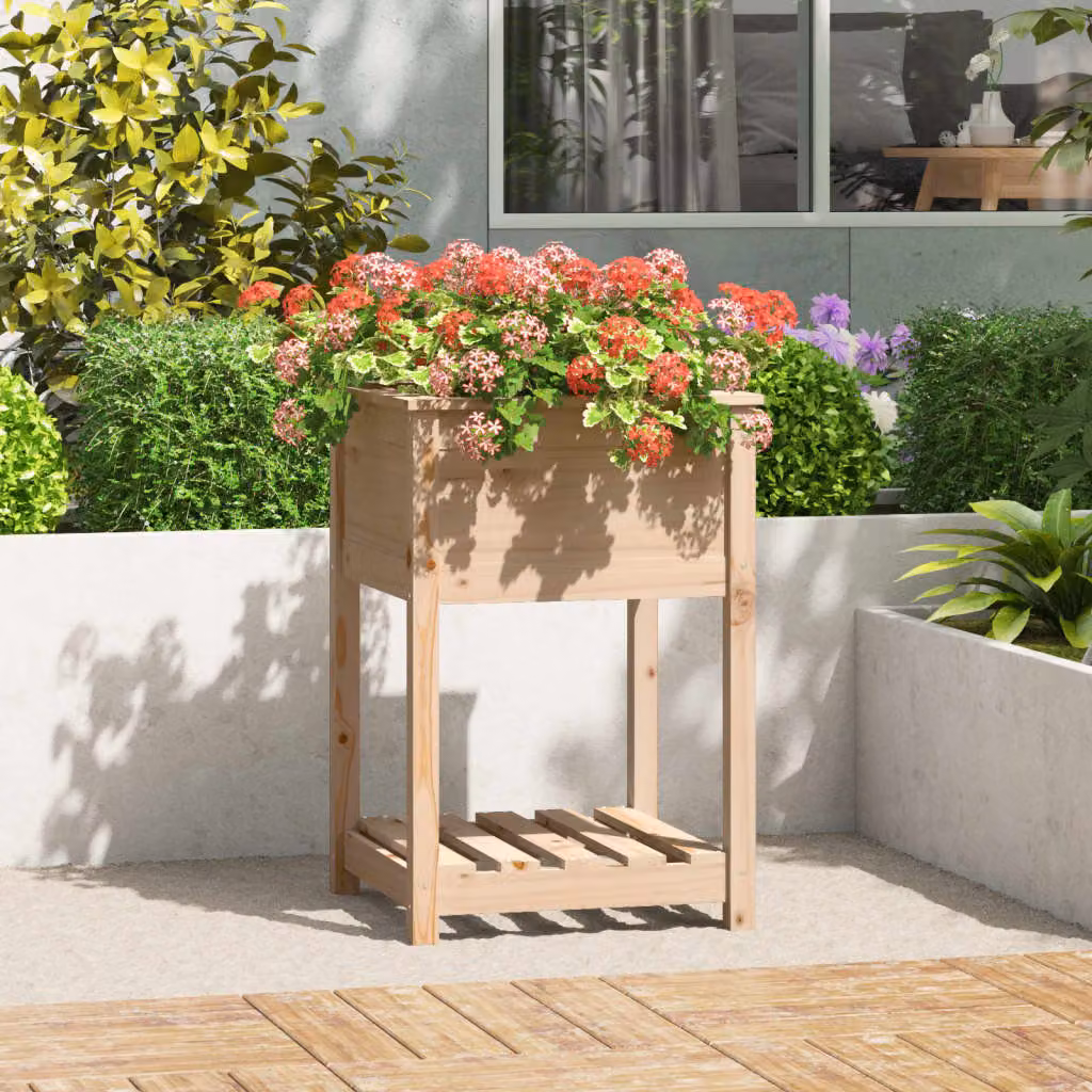 L/P/H: 54 x 54 x 81 cm vivaXL Fioriera rialzata in legno massello di pino, colore marrone