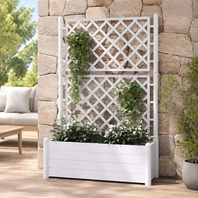 Plant Pot With Trellis 100x43x142 Cm PP White