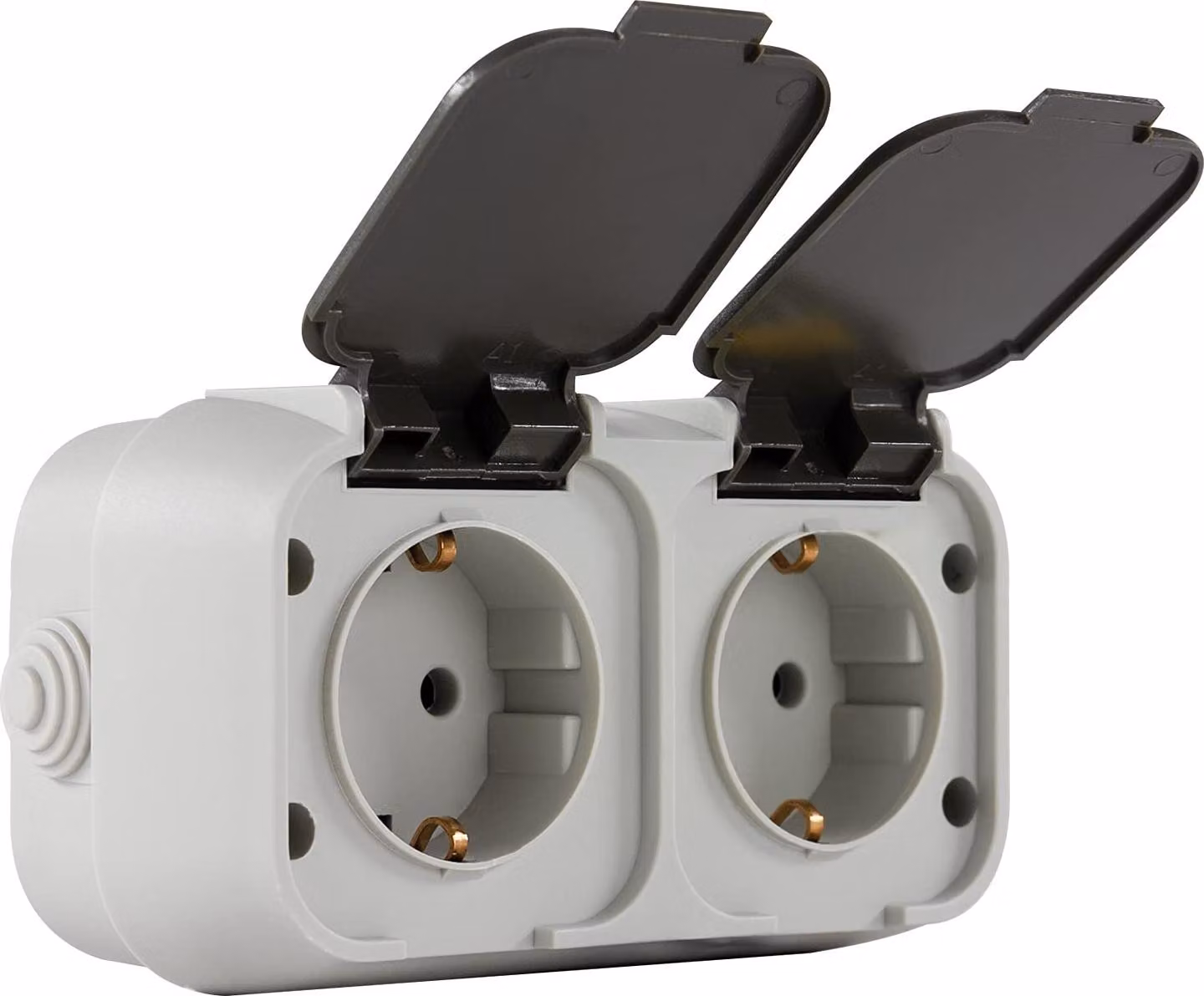 Presa multipla doppia per ambienti umidi, grado di protezione IP44, da incasso, colore grigio