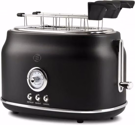 Toaster a 4 slitte con diverse impostazioni di temperatura - Toaster retro con tostapane - Toaster per panini croque monsieur