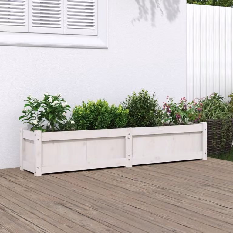 Fioriera da giardino vidaXL in legno di pino bianco L: 150 cm, P: 31 cm, H: 31 cm