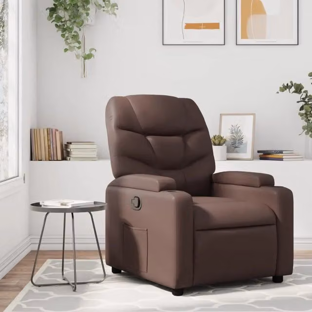 Poltrona Reclinabile Relax vidaXL in Similpelle Marrone con Braccioli e Struttura in Legno e Metallo