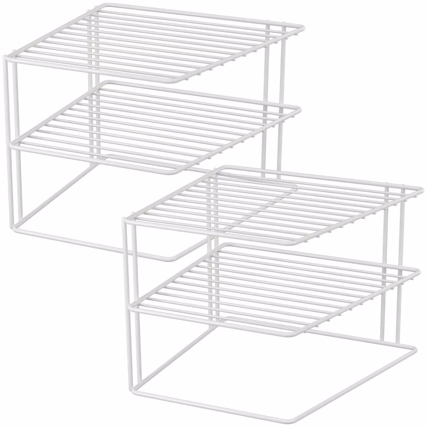 2 inserti per scaffali con 2 ripiani - Bianco, 25x25x20 cm, metallo con rivestimento in plastica