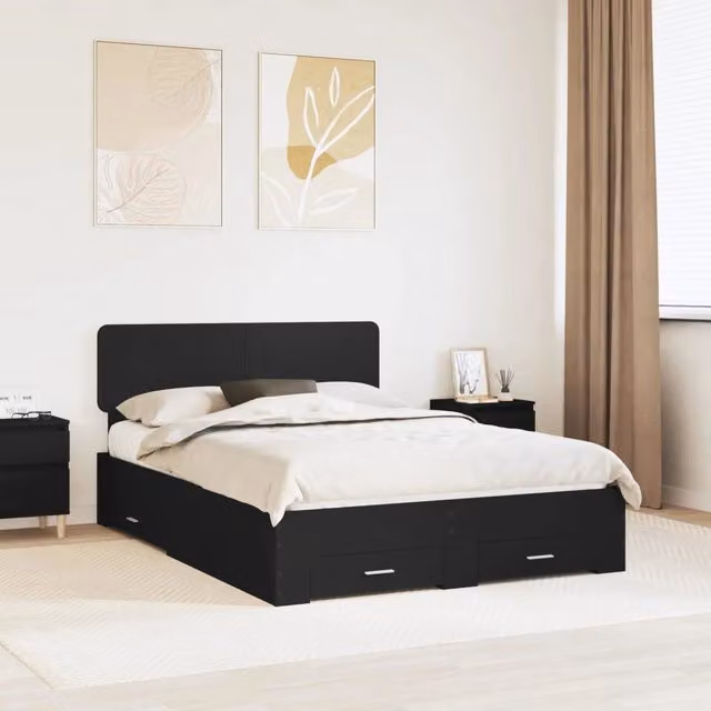 Struttura del letto Nero 140 x 190 cm Legno ingegnerizzato 3412374