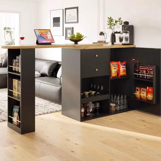Mobile modulare girevole nero in MDF con 4 cassetti