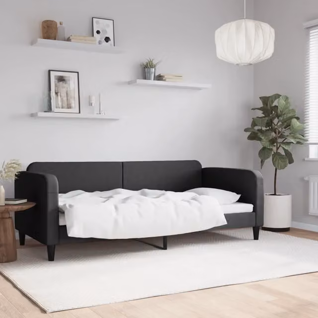 Letto moderno vidaXL con struttura imbottita e metallo in colore nero