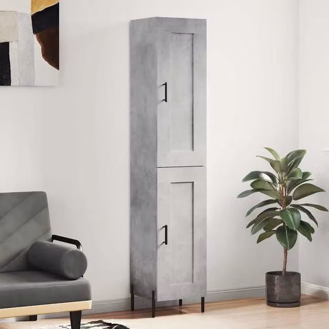 Credenza Buffet Design Mania Grigio Cemento in Legno e Metallo per Cucina e Sala da Pranzo L/P/H: 34.5 x 34 x 180 cm – 1