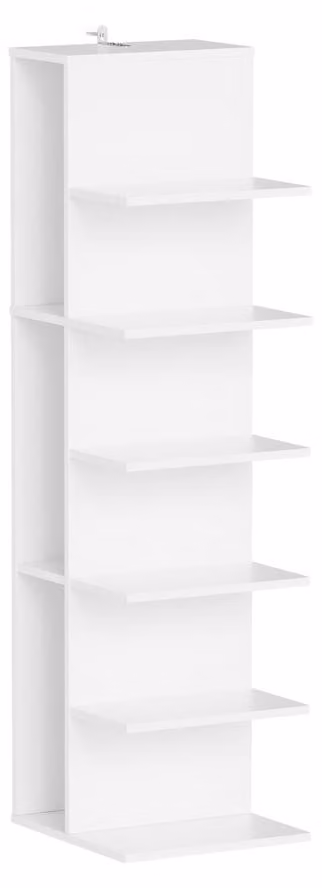 SoBuy Scaffale Angolare Libreria Bianca L 7 Ripiani Moderno Minimalista con Staffa Parete Libreria alta e stretta STR14-W
