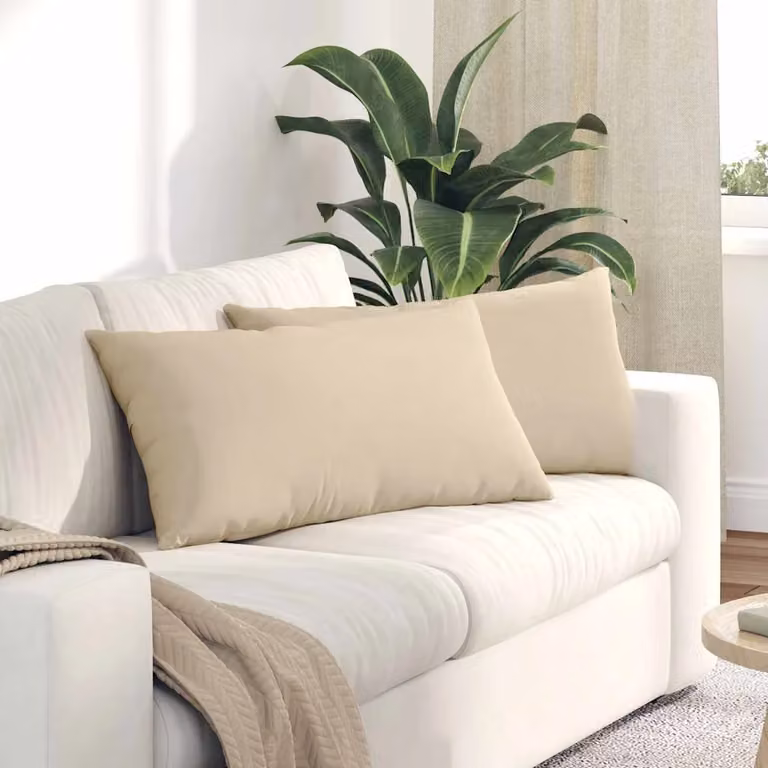 Set di 2 cuscini da divano vidaXL in tessuto beige con rivestimento rimovibile, L 80 cm x P 40 cm
