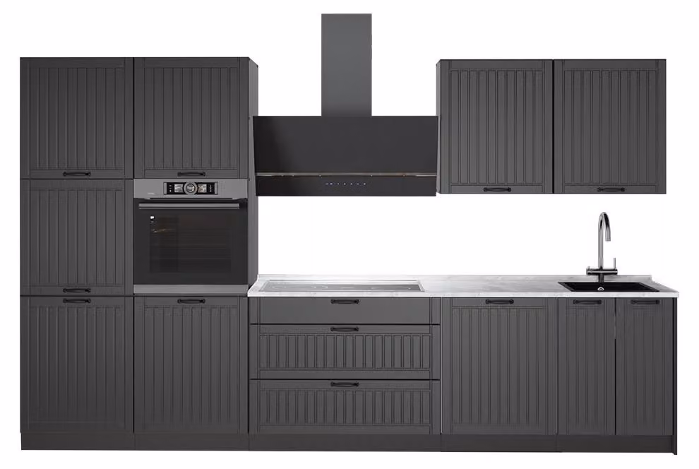 Cucina componibile Vicco Fame-Line Grigio scuro/Antracite 340 cm, PL Marmo, Model 64559
