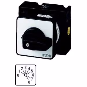 Interruttore a gradini Eaton, T3, 32 A, montaggio incasso, 4 moduli, contatti: 8, 30°, a scatto, con posizione 0, 0-8, n. 15246 020163