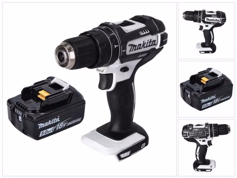 Trapano avvitatore a percussione a batteria Makita DHP 482 T1 W 18 V 62 Nm + 1x batteria da 5,0 Ah - senza caricabatterie