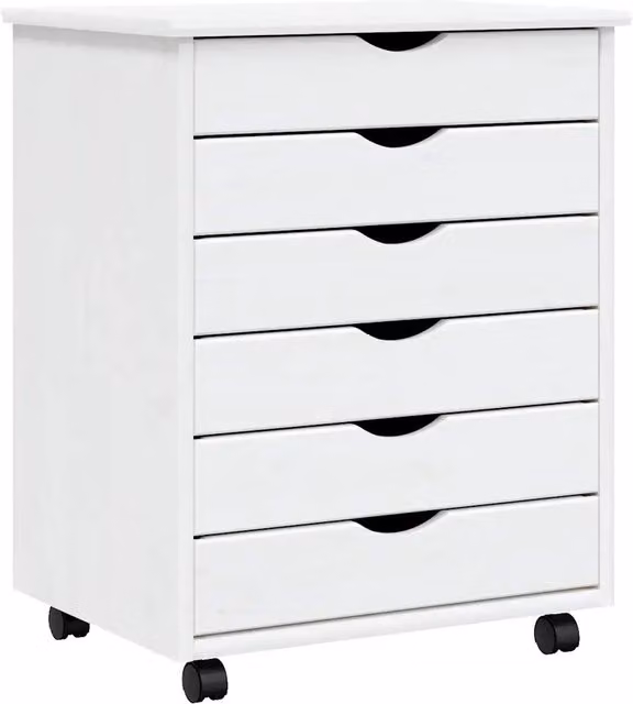 Carrello portaoggetti con cassetti HELLOSHOP26 in legno di pino bianco stile rustico L: 53 cm, P: 39 cm, H: 65,5 cm