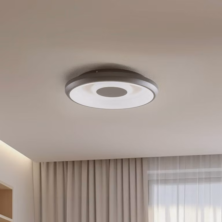 Plafoniera smart Lynden Lindby, dimmerabile, Nero, Soggiorno / Sala da pranzo, Plastica