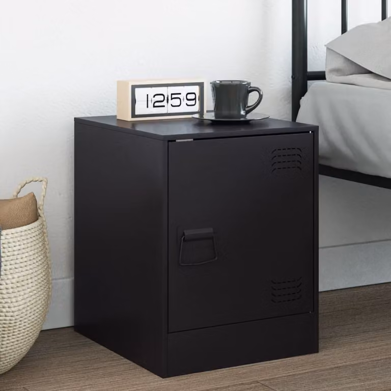 Comodino moderno vidaXL in metallo nero L: 34,5 cm, P: 39 cm, H: 44 cm