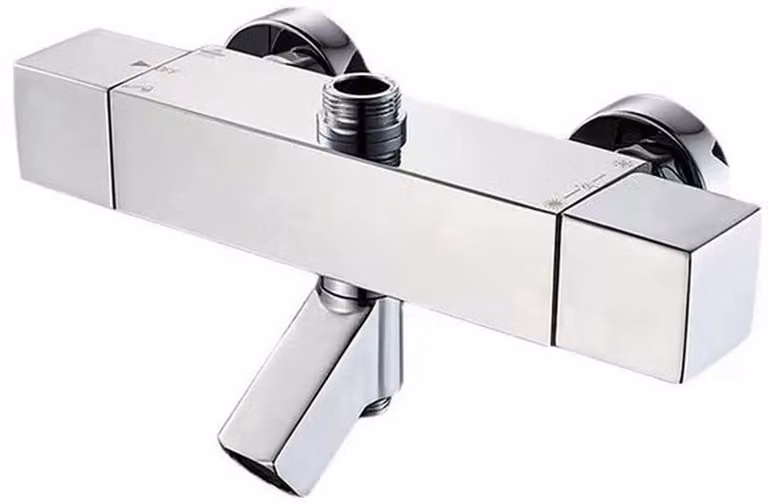 Miscelatore termostatico per doccia a 38°C - Miscelatore per vasca - Miscelatore per doccia con tre uscite - Ottone cromato - Funzione di sicurezza - Temperatura costante