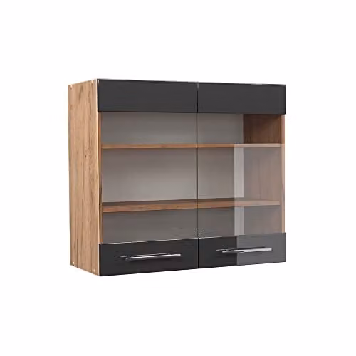 Vicco Mobile da cucina in vetro Fame-Line, Antracite lucido, 80 cm