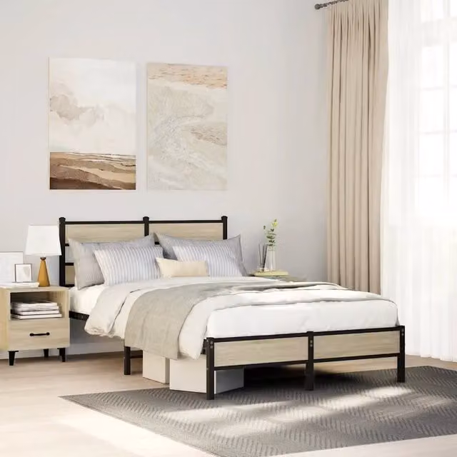 Struttura Letto Design Mania in Rovere Sonoma e Metallo, L/P/H: 120 x 200 x 91,5 cm – 1