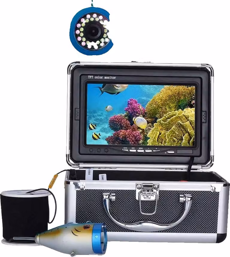 Telecamera subacquea per pesci, display da 7 pollici, qualità HD a 1000 linee TV, registratore DVR da 15 metri