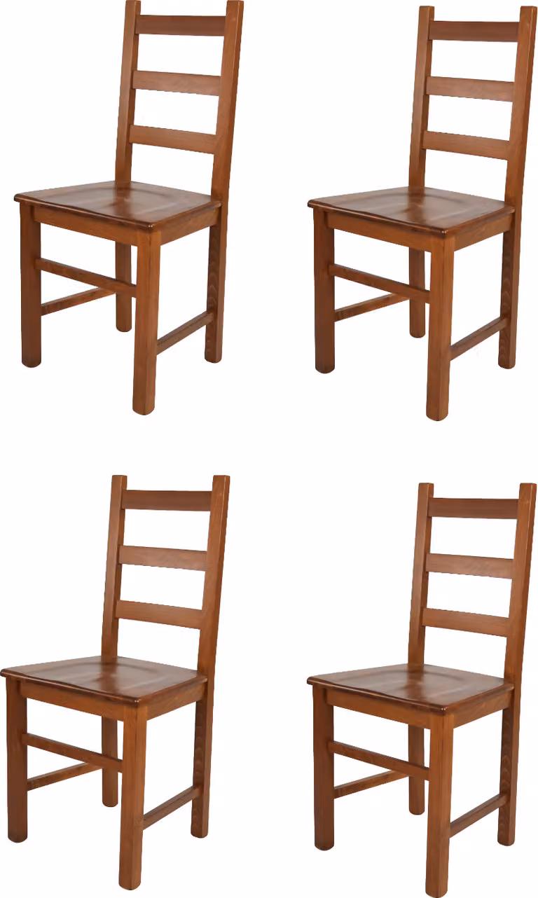 t m c s Tommychairs - Set di 4 sedie RUSTICA per cucina e sala da pranzo, struttura robusta in legno di faggio, laccata nel colore noce chiaro e seduta in legno