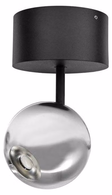 Faretto LED da Soffitto Bora Surface 8,5W 36º 2700K Argento, Faro Sferico Orientabile Alta Resa Cromatica - Beneito & Faure