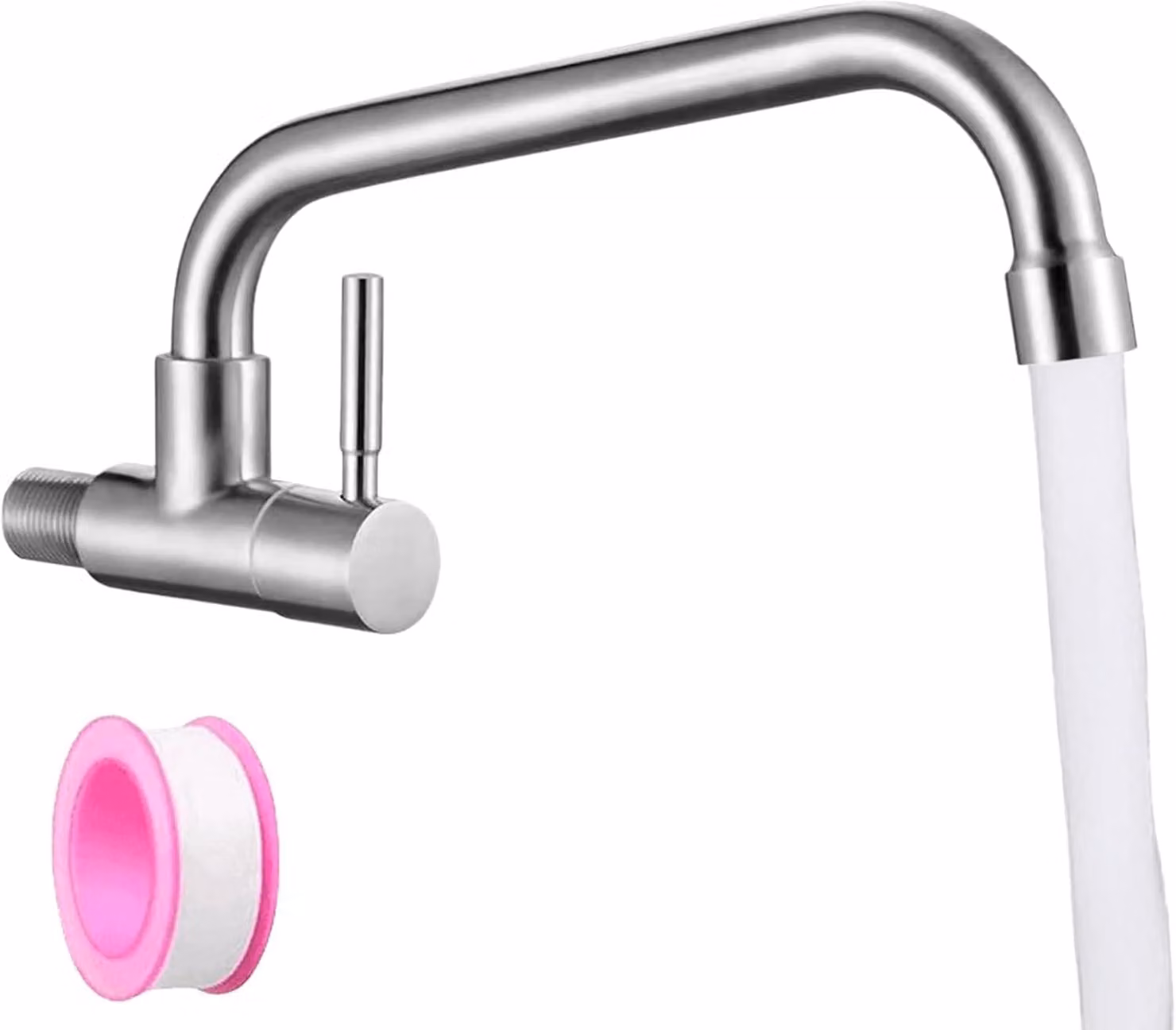 Rubinetto a parete in acciaio inossidabile, girevole a 180°, per cucina e bagno, confezione singola