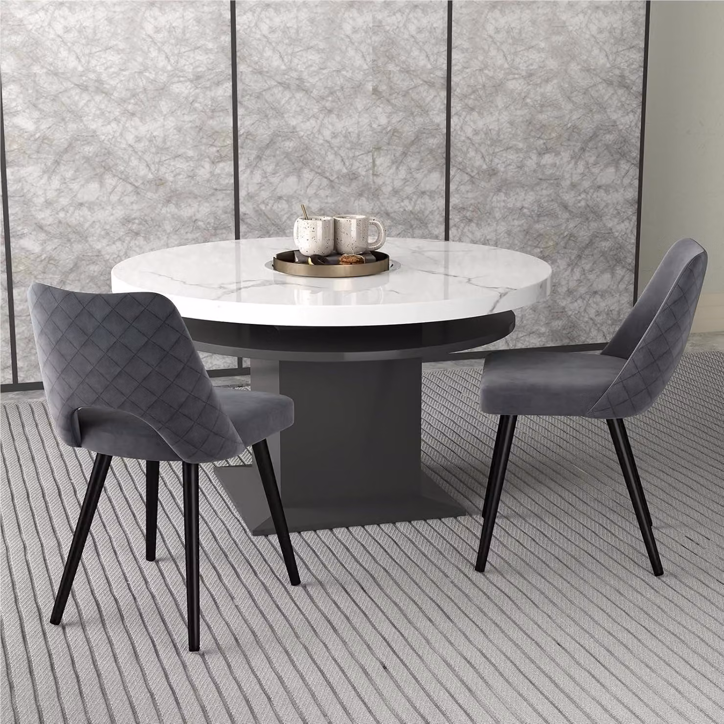 Sedia da pranzo – Set di due moderne sedie da cucina imbottite con schienale aperto