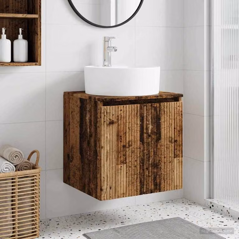 Lavabo da parete vidaXL in legno color marrone, L: 49,5 cm, P: 44,5 cm, H: 65 cm