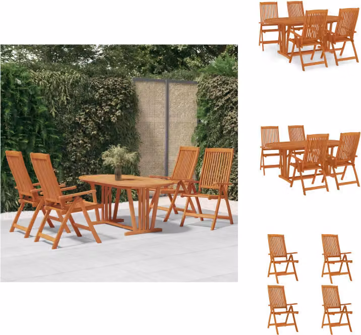 vidaXL Set da pranzo da giardino 5 pezzi in legno massiccio di eucalipto - Set di mobili da giardino