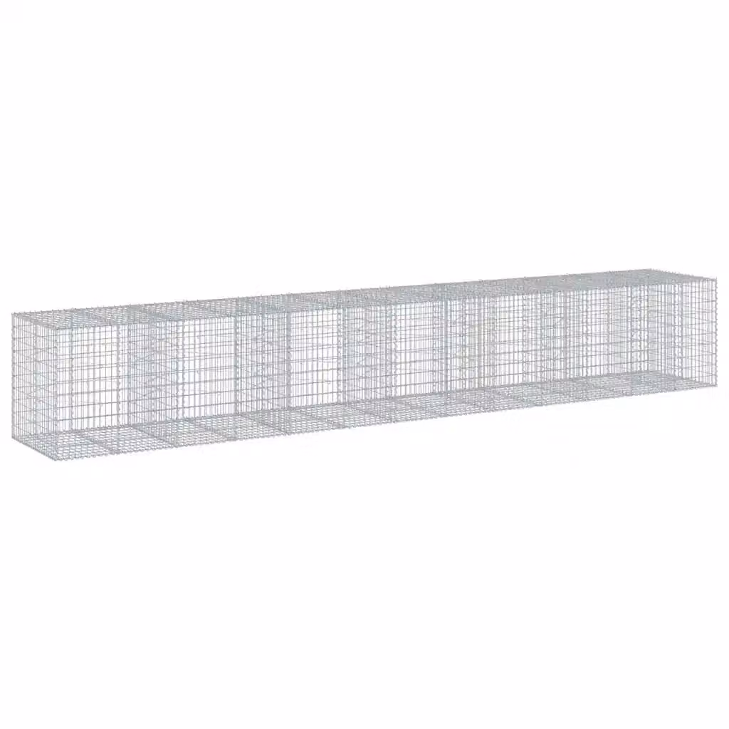 Cesto Gabbione con Copertura vidaXL in Ferro Zincato Argento L: 650 cm, P: 100 cm, H: 100 cm – 2
