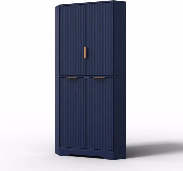 Mobile angolare con 4 ante e ripiani regolabili, 60x60x172 cm, ideale per cucina, sala da pranzo e soggiorno