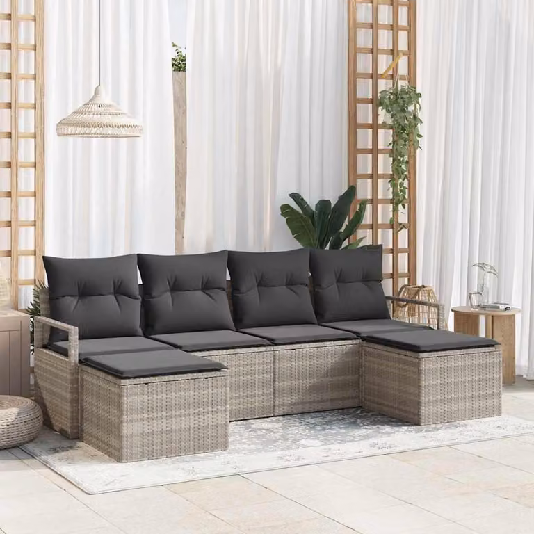 Maison Exclusive - Set di divani 6 pcs Grigio chiaro polyrattan