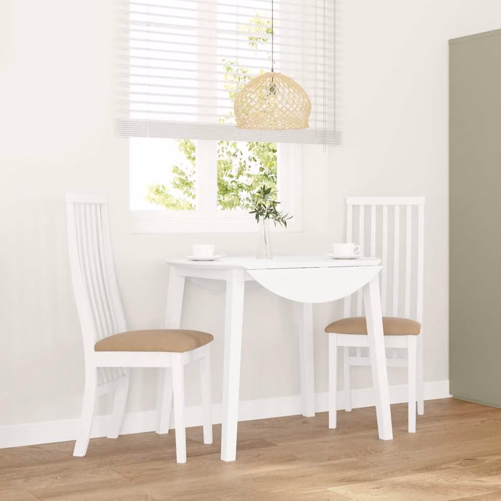 Set di 2 sedie da pranzo vidaXL con cuscini in legno di Hevea, colore bianco e marrone