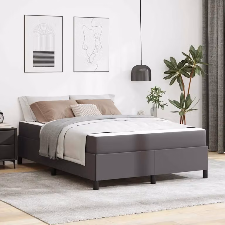 Letto moderno vidaXL con materasso in tessuto Grigio L: 160 cm, P: 200 cm, H: 280 cm