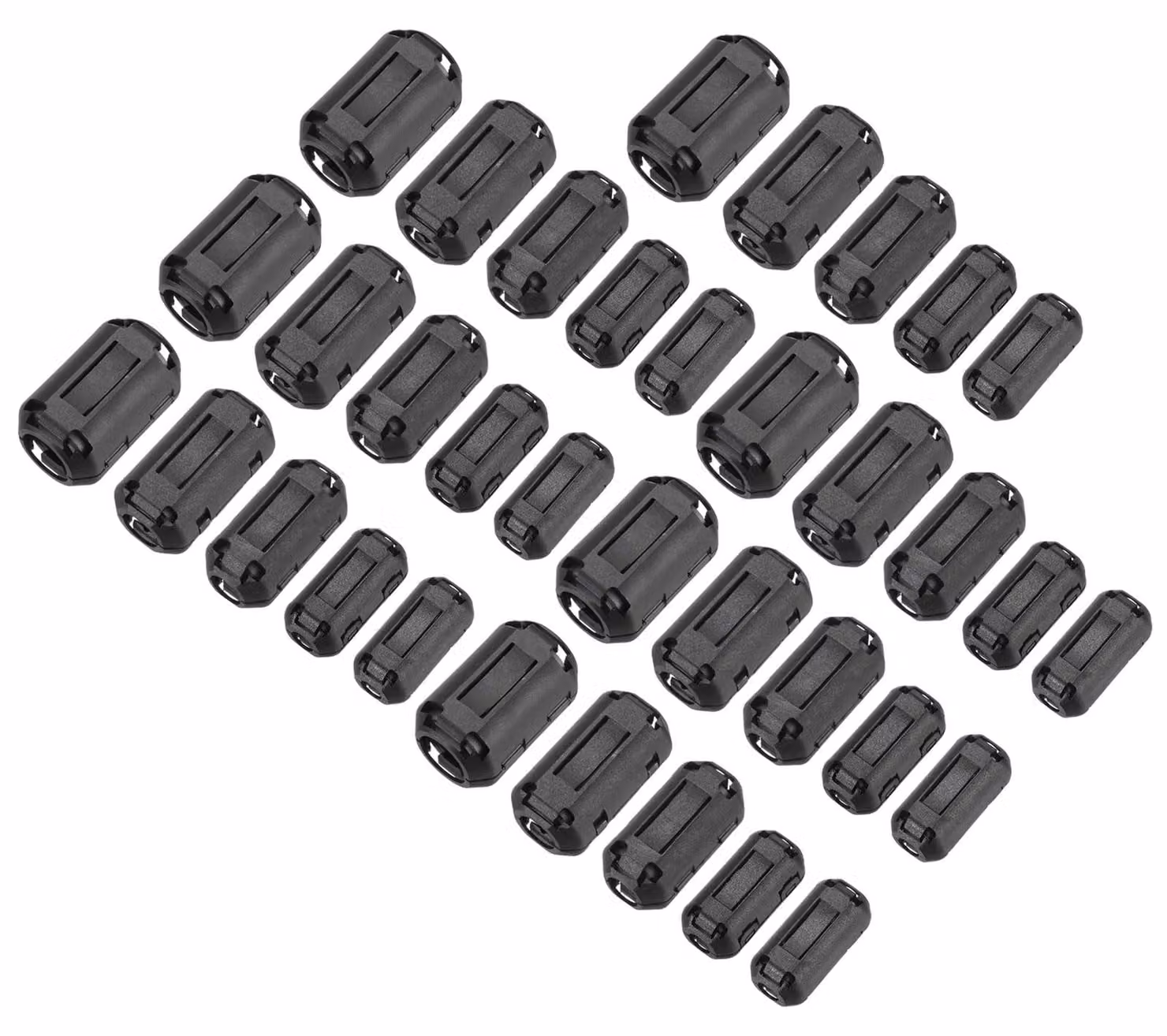 Set di anelli ferromagnetici, 35 pezzi, 5 dimensioni, filtro EMI, clip per cavi