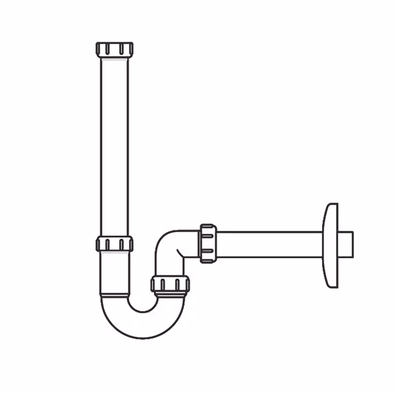 LAUFEN Il Bagno Alessi One Siphon, DN32, avec tube découlement allongé, blanc, H8940670000001, H8940670000001