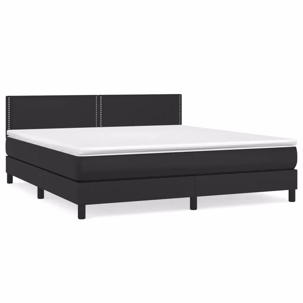 Letto con Giroletto a Molle e Materasso Ibrido vidaXL in Similpelle Nero e Bianco L/P/H: 180 x 200 x 78 cm – 2