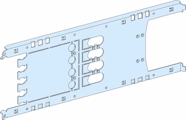 Schneider Electric PrismaSeT-P, piastra di montaggio, ComPacT NSX/NSX Vigi100-250 a 4 poli, connessione a innesto, orizzontale, larghezza = 650 mm, altezza = 4 moduli LVS03414