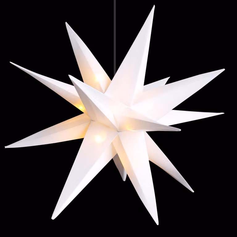 Stella di Natale LED 3D bianco caldo - 25 cm - Stella luminosa con timer per esterni - Decorazione natalizia, dell'Avvento e invernale da appendere