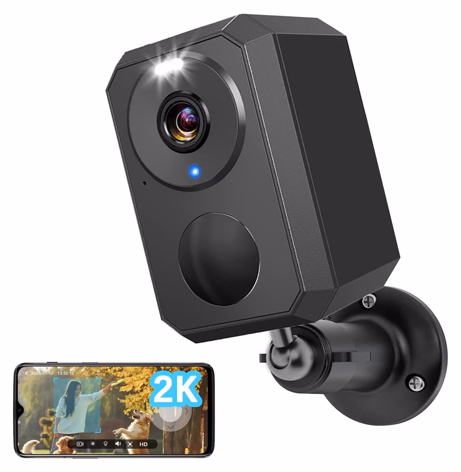 Telecamera di sorveglianza da 2,5 K, Wi-Fi, per uso esterno, wireless, con batteria ricaricabile