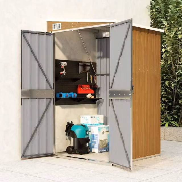 Capanno Giardino a Parete Marrone 118x100x178cm Acciaio Zincato 316220