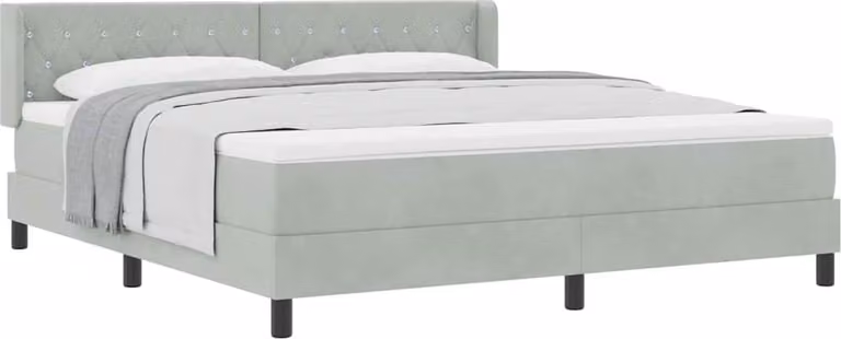 Letto a molle con materasso nero 100x200 cm Velvet grigio chiaro
