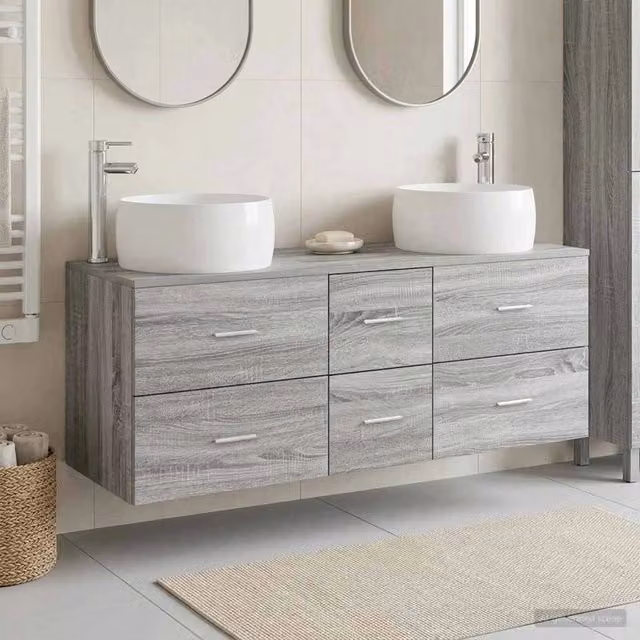 Set di mobili per il bagno 3 pz Sonoma grigio 3405936