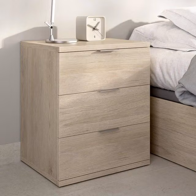Comodino Blythe DMORA con 3 cassetti in rovere marrone L: 34 cm, P: 42 cm, H: 57 cm
