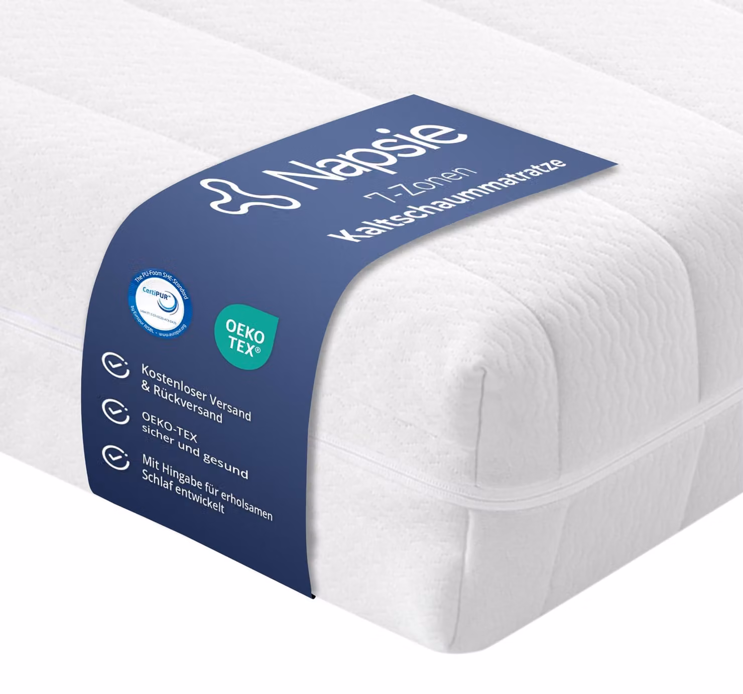 Materasso NAPSIE a 7 zone, 180x200 cm | Durezza H3 (media) | Materasso in schiuma fredda ergonomica