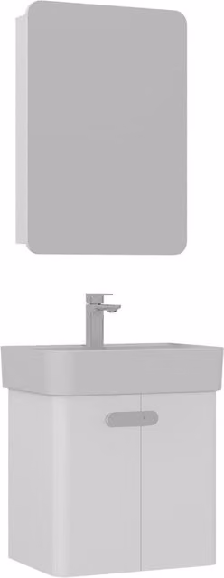 Set mobile lavabo con specchio Orbit 55 Hanah Home Bianco, L: 55 cm, P: 38 cm, H: 62 cm